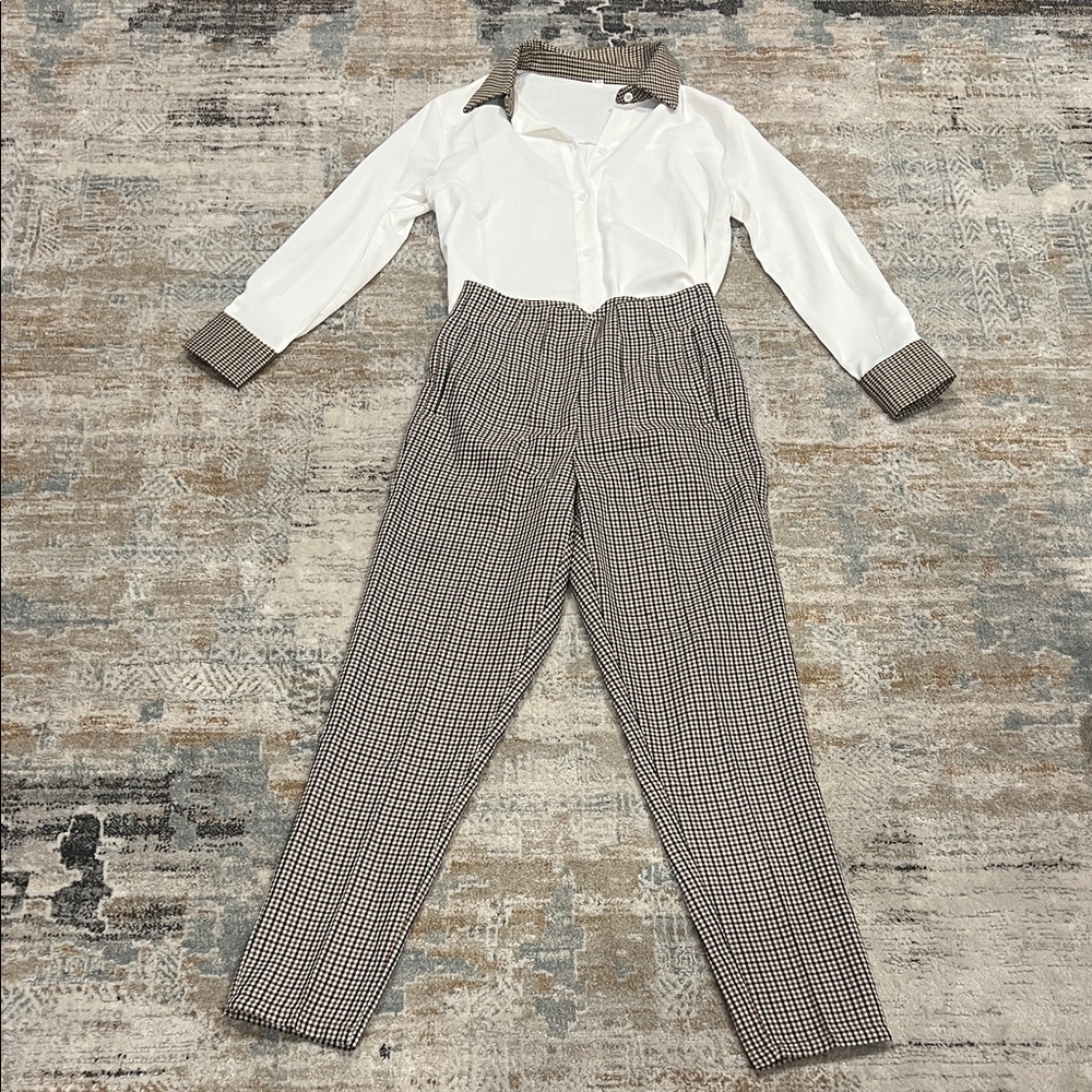 Checkered Pant & Blouse Set